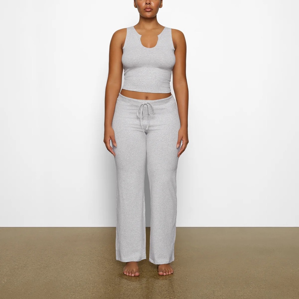 Skims cotton jersey straight leg pant light heather grey